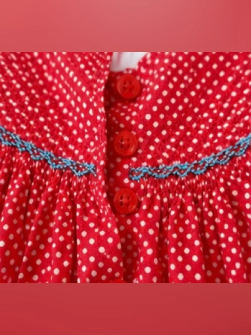 Hand Smocked Starfish Dress Girls 12-18M Red Polka Dot Boutique Patriotic Beach
